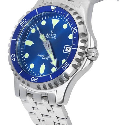 Ratio FreeDiver Professional Sapphire Blue Sunray Dial Kvarts RTF007 200M herreur