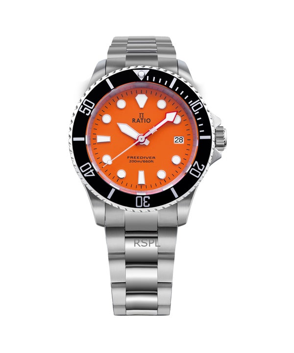 Ratio FreeDiver Sapphire Rustfrit Stål Orange Urskive Quartz RTF035 200M herreur