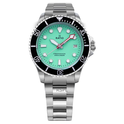 Ratio FreeDiver Sapphire Rustfrit Stål Green Dial Quartz RTF039 200M herreur