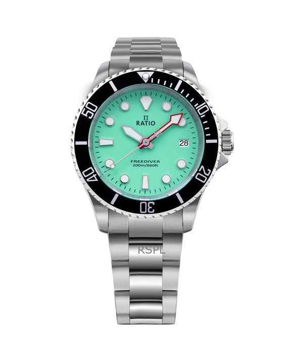 Ratio FreeDiver Sapphire Rustfrit Stål Green Dial Quartz RTF039 200M herreur