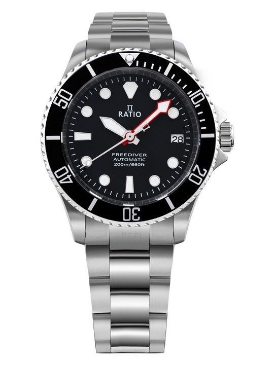 Ratio FreeDiver Sapphire Rustfrit StÃ¥l Sort Urskive Automatisk RTF041 200M herreur