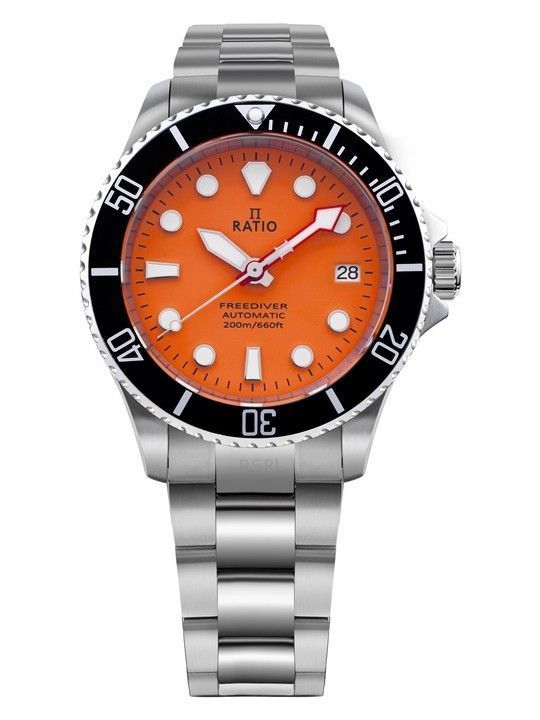 Ratio FreeDiver Sapphire Rustfrit StÃ¥l Orange Urskive Automatisk RTF045 200M herreur