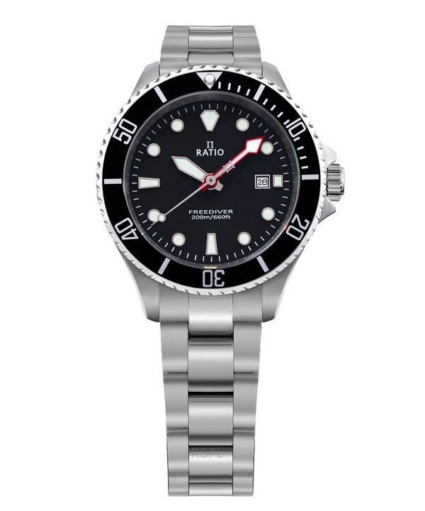 Ratio FreeDiver Sapphire Rustfrit Stål Black Dial Quartz RTFL800 200M dameur