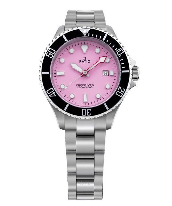 Ratio FreeDiver Sapphire Rustfrit Stål Candy Pink Dial Quartz RTFL809 200M dameur