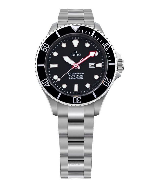 Ratio FreeDiver Sapphire Rustfrit Stål Sort Urskive Automatisk RTFL831 200M Dameur