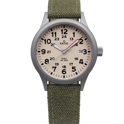 Ratio Quest Herre Field Watch Sapphire Canvas Strap Quartz RTQ019 100M Lewis And Clark Edition