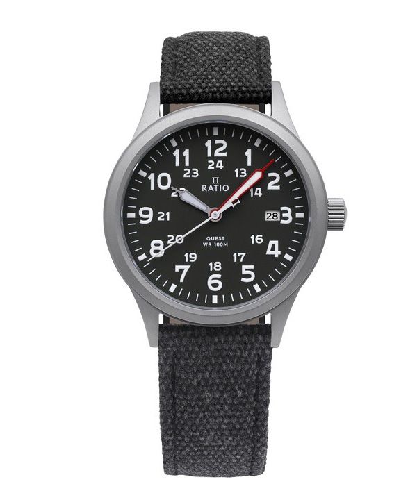 Ratio Quest Herre Field Watch Sapphire Canvas Strap Quartz RTQ023 100M Lewis And Clark Edition