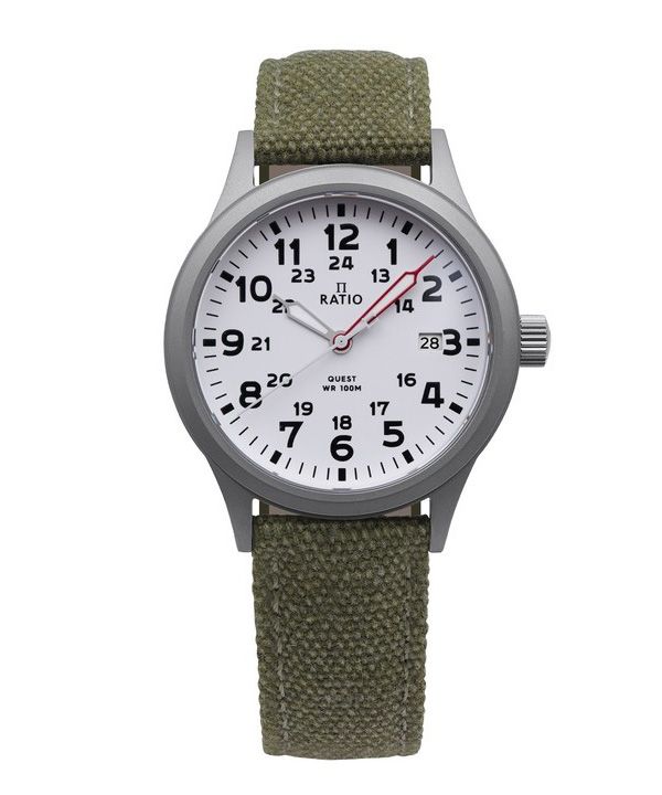 Ratio Quest Herre Field Watch Sapphire Canvas Strap Quartz RTQ027 100M Lewis And Clark Edition