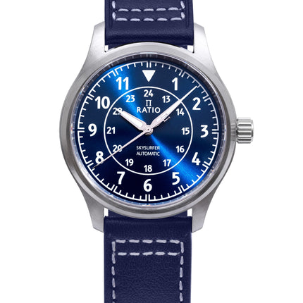 Ratio Skysurfer Pilot Blue Sunray Dial Læder Automatisk RTS309 200M herreur