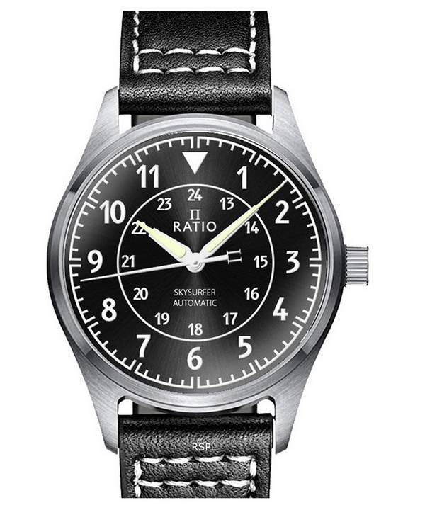 Ratio Skysurfer Pilot Sort Sunray Dial Læder Automatisk RTS314 200M herreur