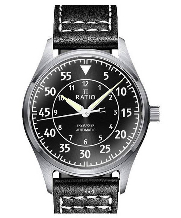 Ratio Skysurfer Pilot Sort Sunray Dial Læder Automatisk RTS321 200M herreur