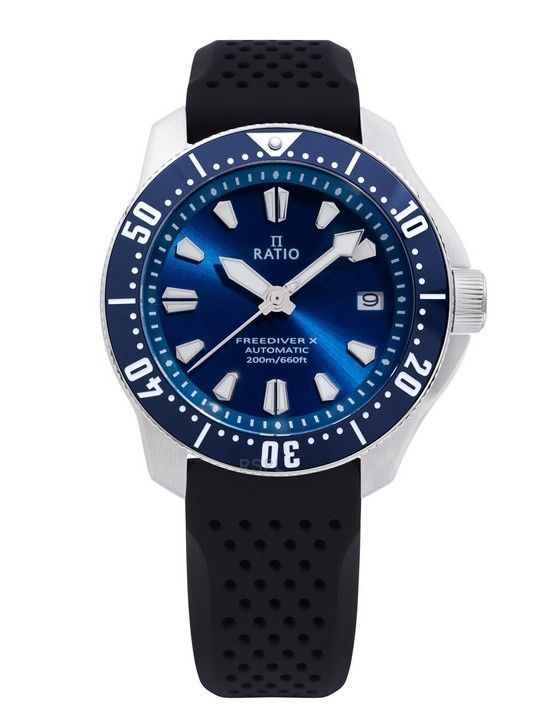 Ratio FreeDiver X Ocean Blue med blåt keramisk indlæg Automatisk RTX003 200M herreur