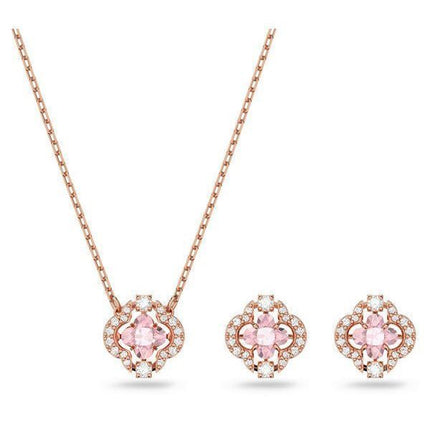 Swarovski Una rosa guld tone belagt og zirconia halskæde og øreringe sæt 5516488 til kvinder