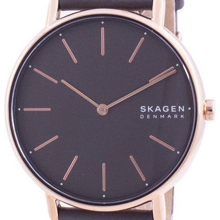 Skagen Signatur grå urskive Charcoal Leather Strap Quartz SKW2794 Dameur