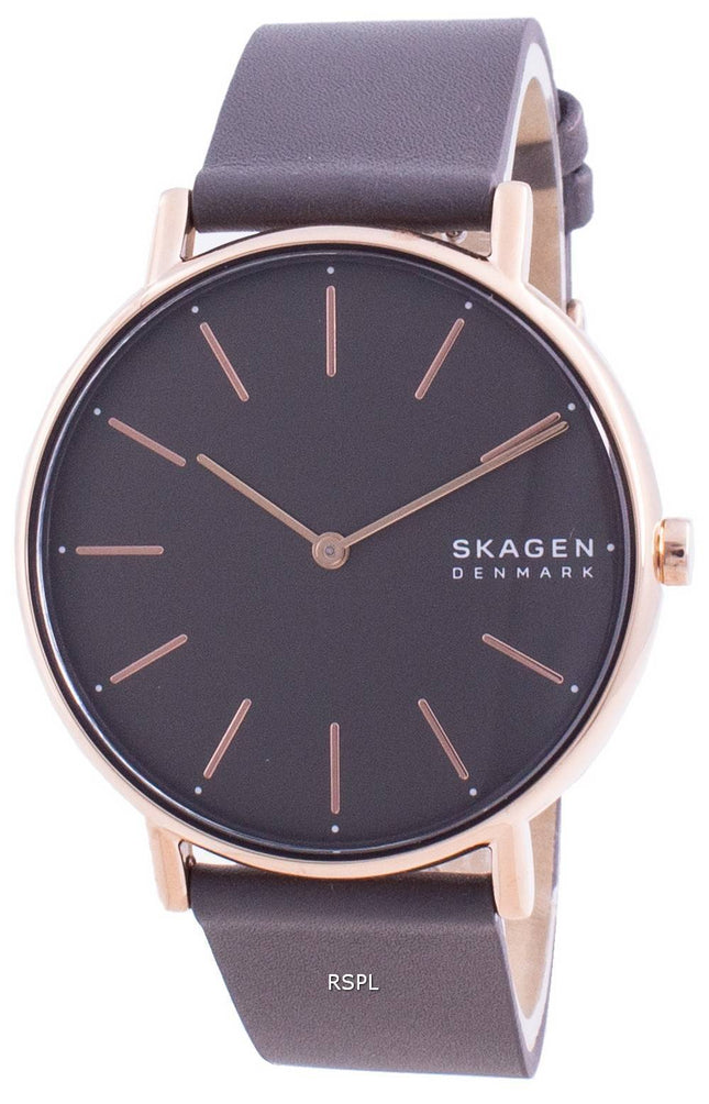 Skagen Signatur grå urskive Charcoal Leather Strap Quartz SKW2794 Dameur