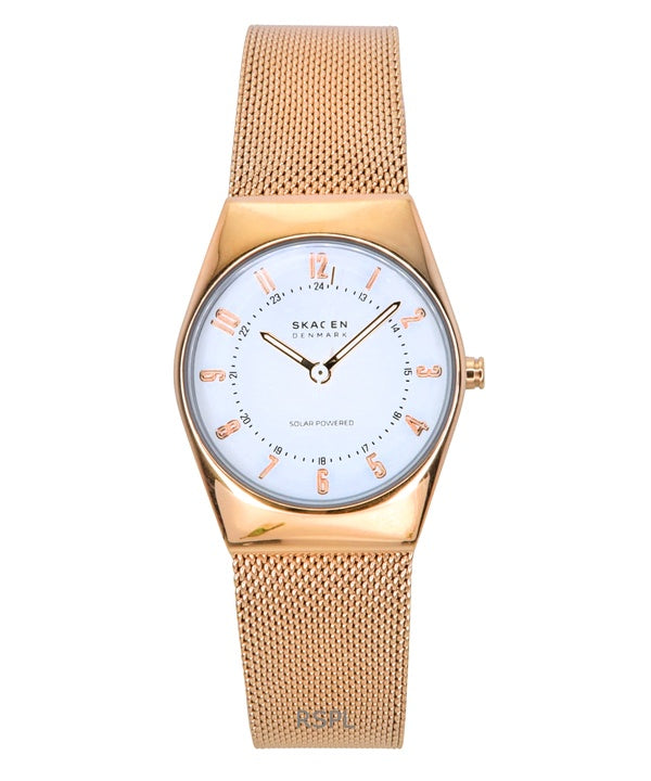 Skagen Grenen Lille Rose Gold Tone Rustfrit Stål White Dial Solar SKW3078 Dameur