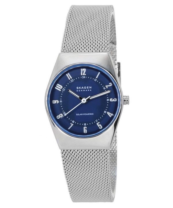 Skagen Grenen Lille Solar Powered Rustfrit Stål Mesh Armbånd Blue Dial SKW3080 Dameur