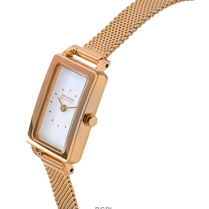 Skagen Hagen Micro Rose Gold Tone Rustfrit Stål Hvid Urskive Kvarts SKW3148 Dameur