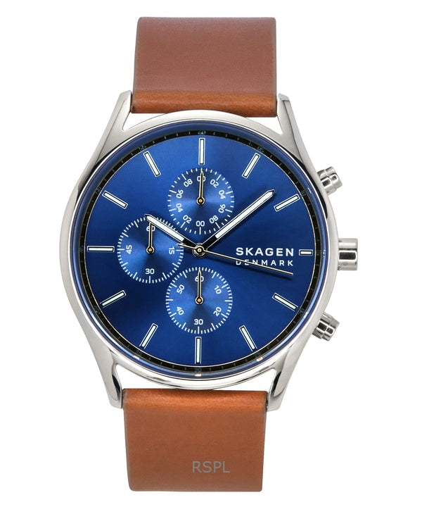 Skagen Holst Chronograph Læderrem Blue Dial Quartz SKW6916 Herreur