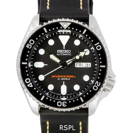 Seiko Automatic Diver's Black Leather SKX007J1-LS2 200M Mens Watch