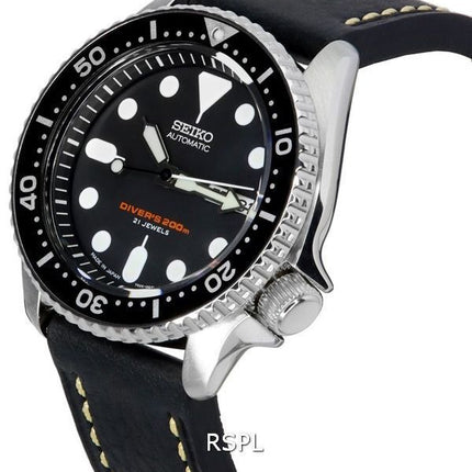 Seiko Automatic Diver's Black Leather SKX007J1-LS2 200M Mens Watch