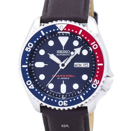 Seiko automatiske dykkerens forholdet mørk brun læder SKX009J1-LS11 200M Herreur