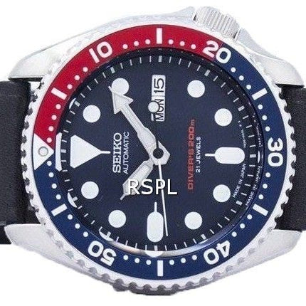 Seiko automatiske dykkerens forholdet sort læder SKX009J1-LS8 200M Herreur