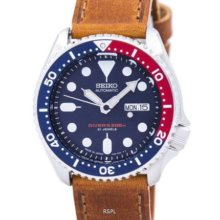 Seiko automatiske dykkerens forholdet brun læder SKX009J1-LS9 200M Herreur