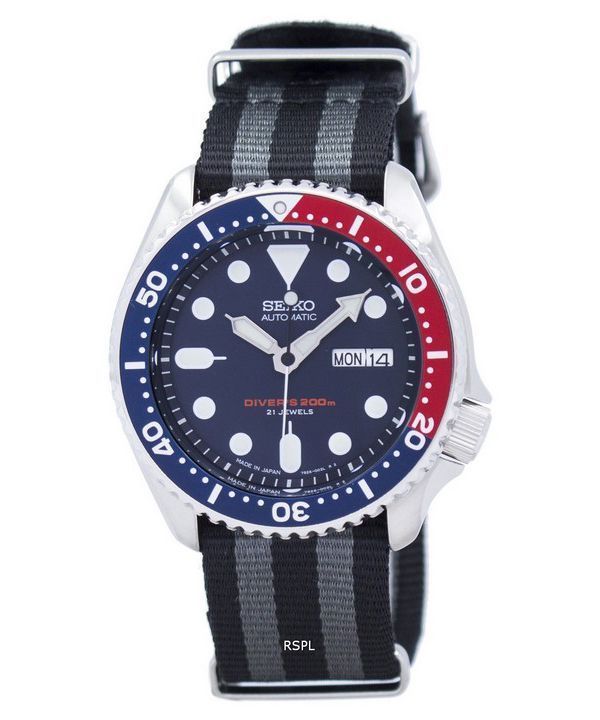 Seiko automatiske dykkerens NATO rem 200M SKX009J1-NATO1 Herreur