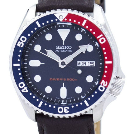 Seiko automatiske dykkerens 200M forholdet mørk brun læder SKX009K1-LS11 Herreur