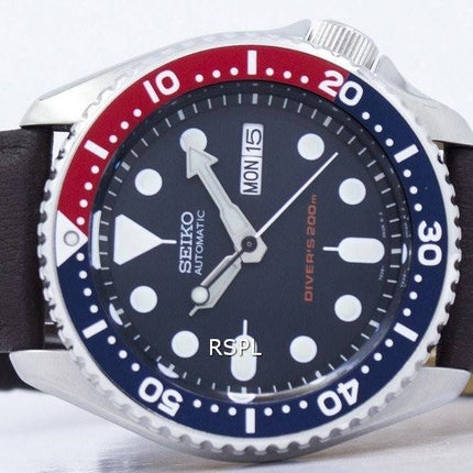 Seiko automatiske dykkerens 200M forholdet mørk brun læder SKX009K1-LS11 Herreur