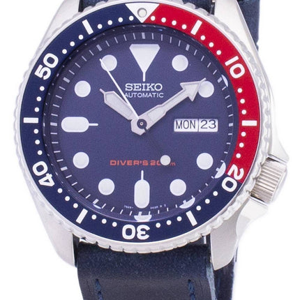 Seiko automatiske SKX009K1-LS13 dykkerens 200M mørk blå læder rem Herreur