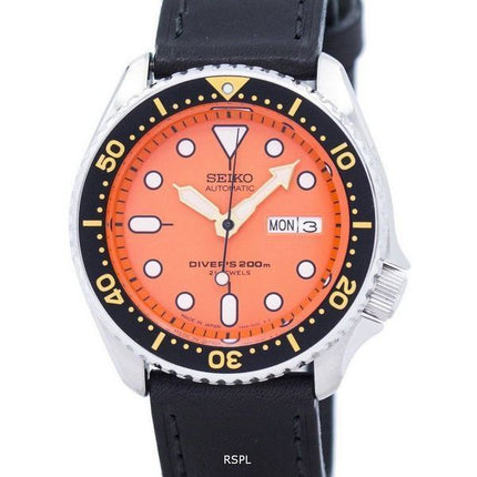 Seiko automatiske dykkerens forholdet sort læder SKX011J1-LS8 200M Herreur