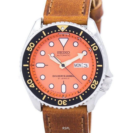 Seiko automatiske dykkerens forholdet brun læder SKX011J1-LS9 200M Herreur