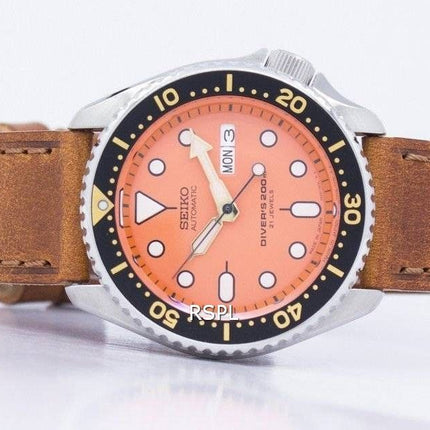 Seiko automatiske dykkerens forholdet brun læder SKX011J1-LS9 200M Herreur