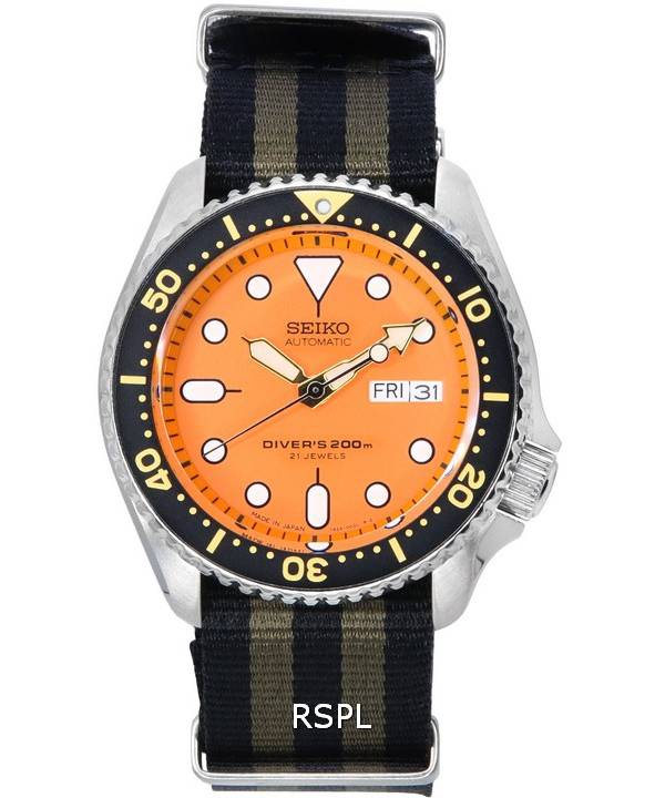 Seiko Orange Dial Automatic Diver's SKX011J1-var-NATO21 200M herreur