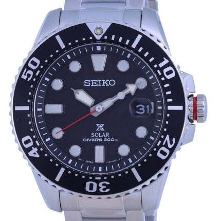 Seiko Prospex Padi Sort urskive Rustfrit stÃ¥l Solar Diver&#39,s SNE551 SNE551P1 SNE551P 200M Herreur