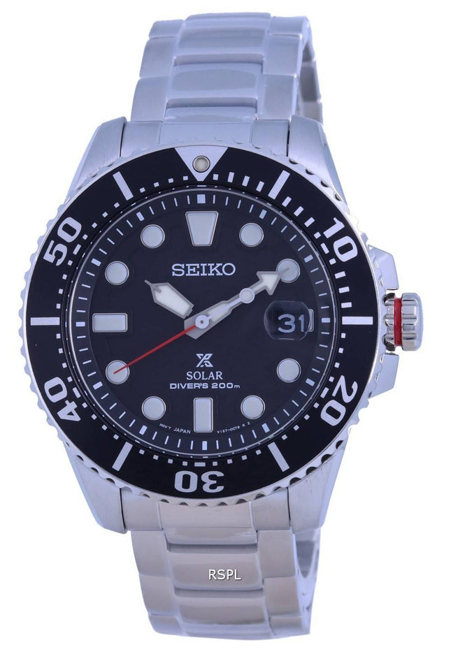 Seiko Prospex Padi Sort urskive Rustfrit stÃ¥l Solar Diver&#39,s SNE551 SNE551P1 SNE551P 200M Herreur