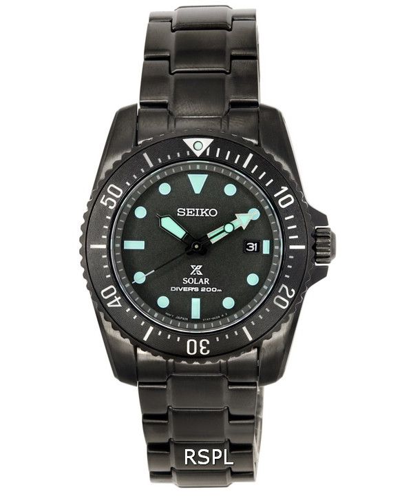 Seiko Prospex Black Series Night Vision Solar Diver&#39,s SNE587 SNE587P1 SNE587P 200M herreur