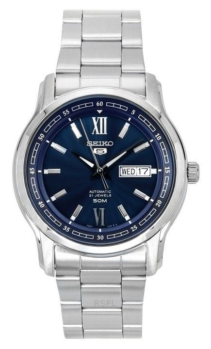 Seiko 5 Analog rustfrit stål blå skive automatisk SNKP17K1 herreur