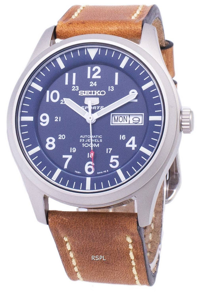 Seiko 5 sport SNZG11K1-LS17 automatiske brune læder rem Herreur