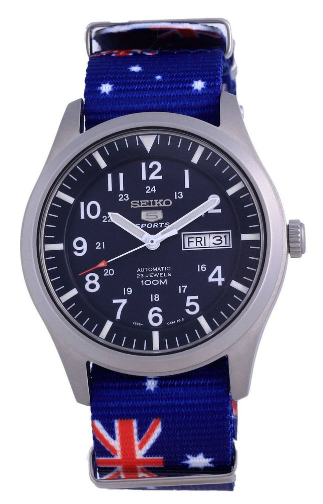 Seiko 5 Sports Automatic Polyester SNZG11K1-var-NATO30 100M Herreur