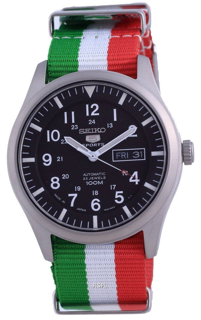 Seiko 5 Sports Automatic Polyester SNZG15J1-var-NATO23 100M Herreur