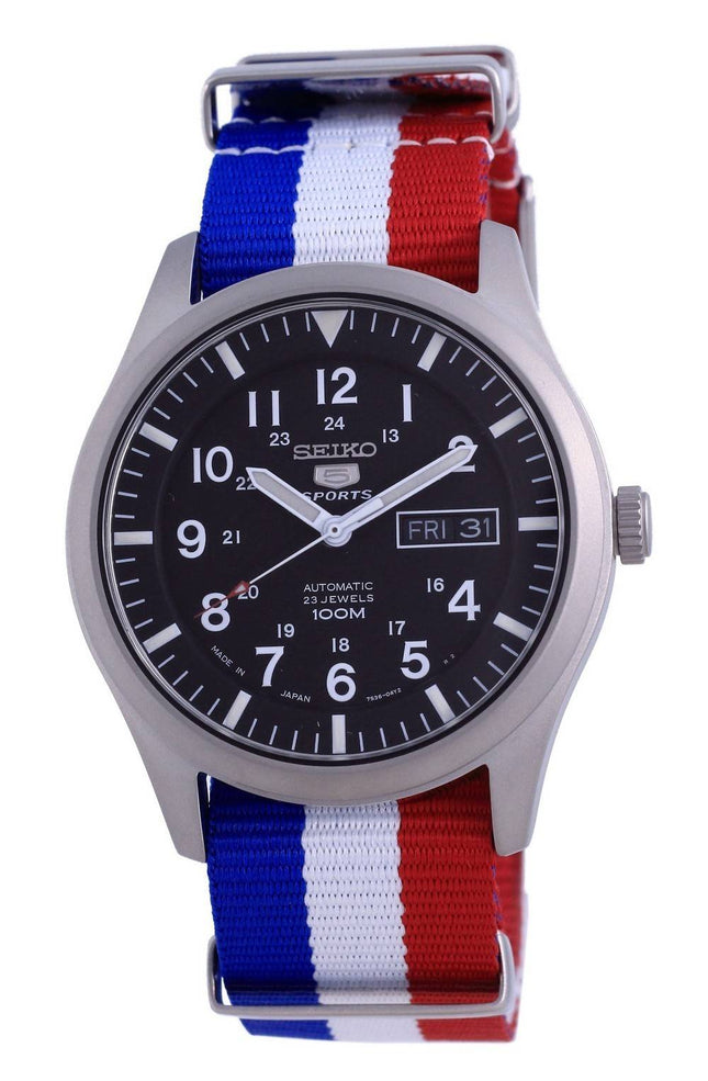 Seiko 5 Sports Automatic Polyester SNZG15J1-var-NATO25 100M Herreur