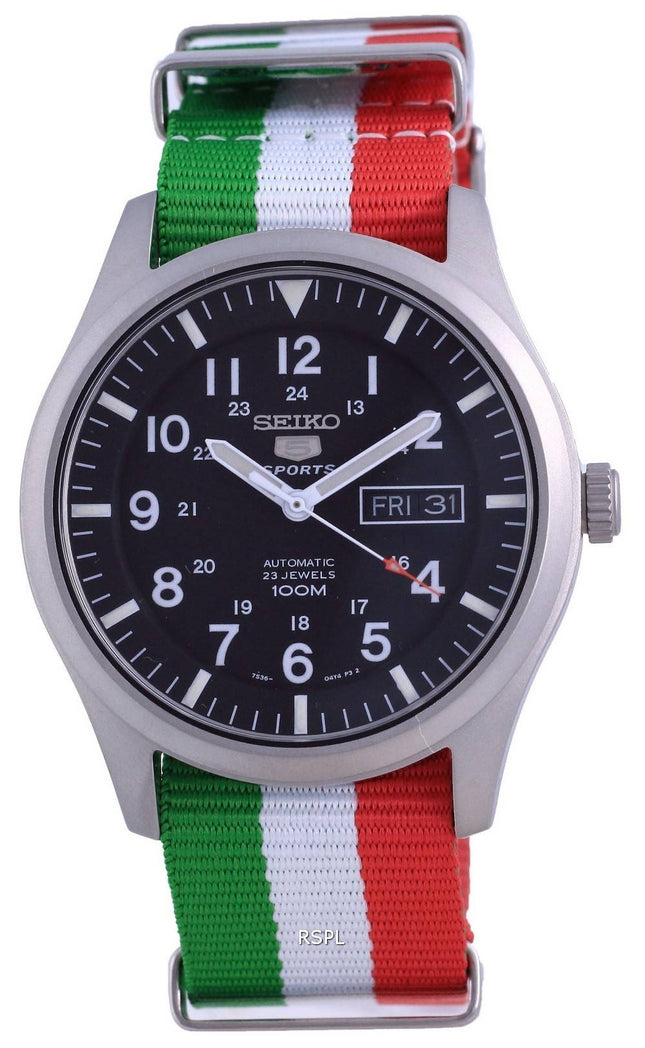 Seiko 5 Sports Automatic Polyester SNZG15K1-var-NATO23 100M Herreur