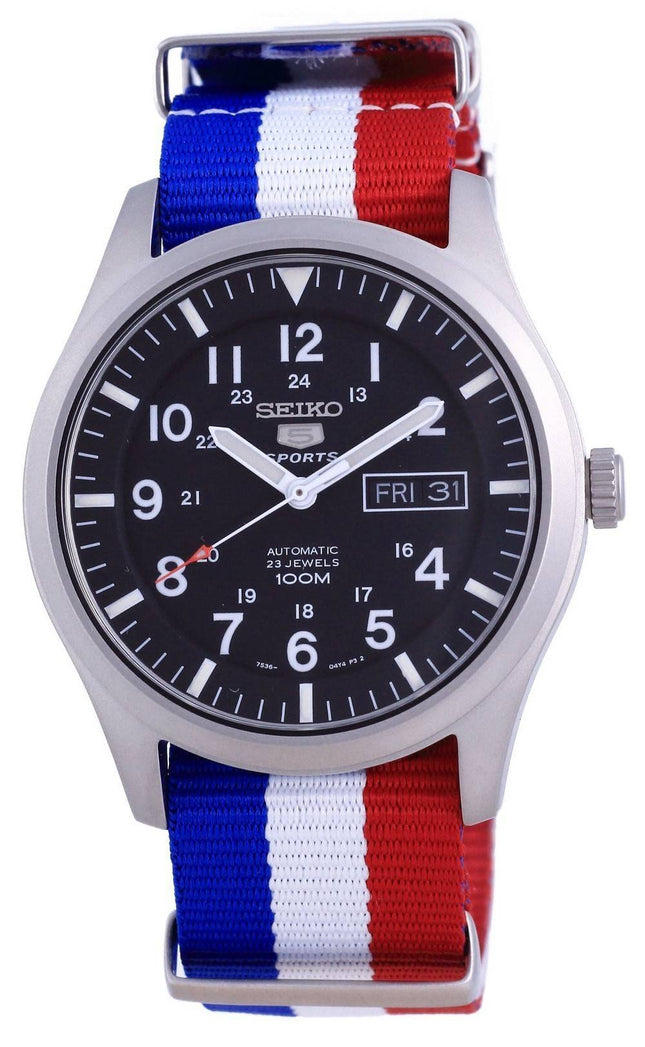 Seiko 5 Sports Automatic Polyester SNZG15K1-var-NATO25 100M Herreur