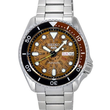 Seiko 5 Sports SKX Style Rustfrit Stål Transparent Orange Urskive Automatisk SRPJ47K1 100M herreur