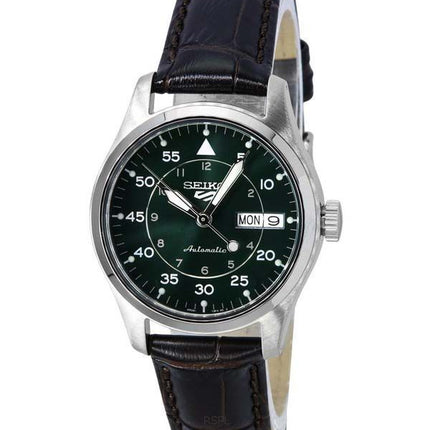 Seiko 5 Sports GMT Kelly Green Flieger Suit Style Læderrem Automatisk SRPJ89K1 100M herreur