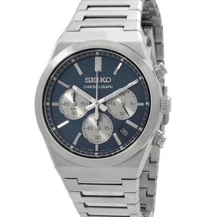 Seiko Sport Chronograph rustfrit stål blå skive kvarts SSB453P1 100M herreur