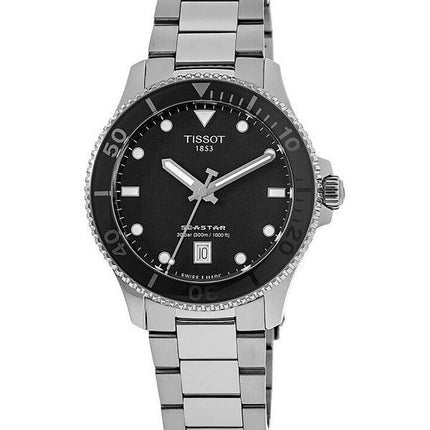 Tissot T-Sport Seastar 1000 rustfrit stål Black Dial Quartz Diver&#39,s T120.210.11.051.00 300M unisex ur